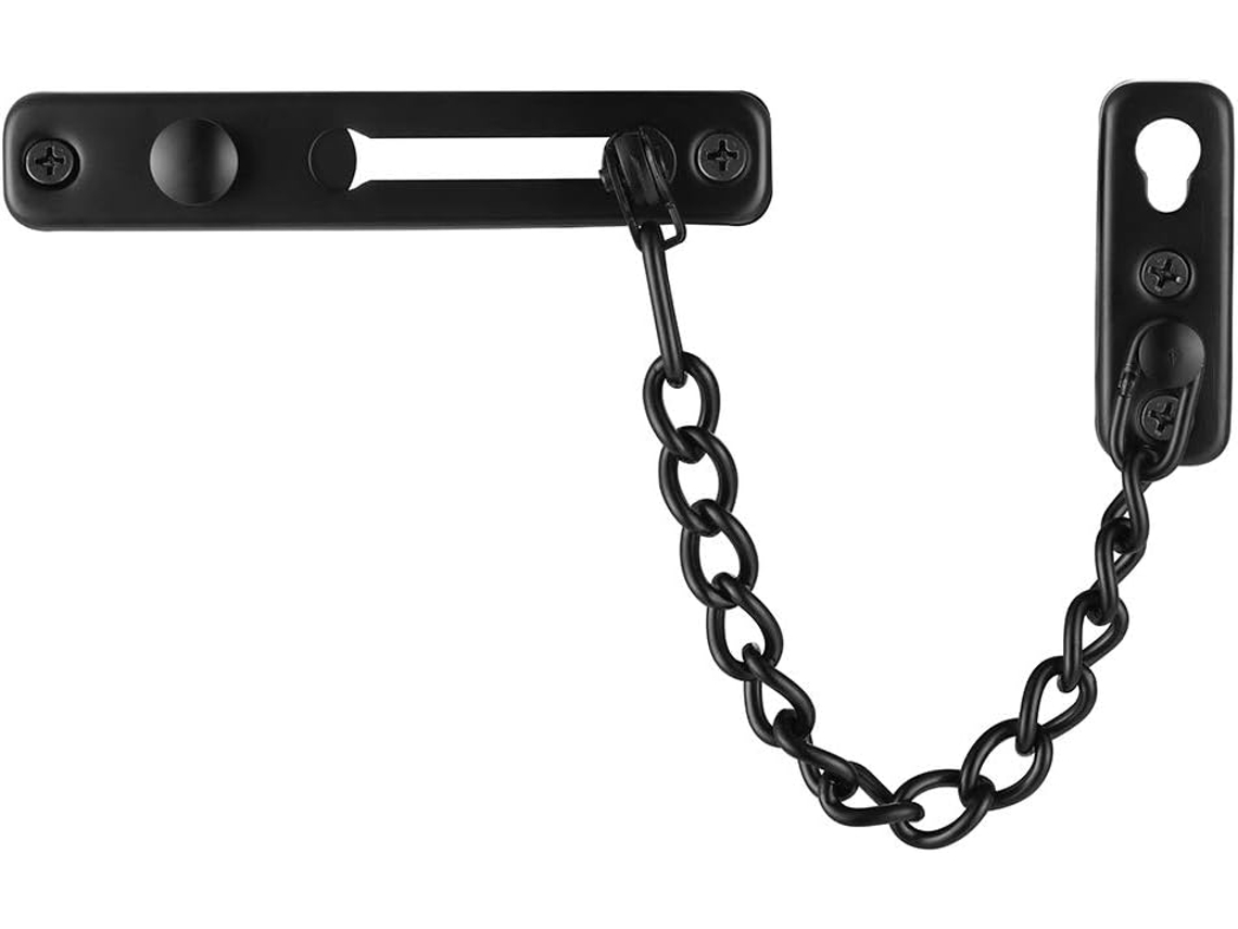 Corrente De Porta Preta, Protetor Em Aço Inoxidável Com Mola (quantidade)