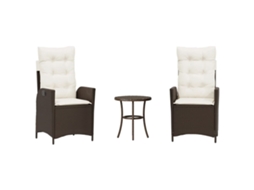 Maison Exclusive - Conjunto 3 Peças Bistrô Com Almofadões Vime Pe Castanho