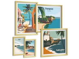 Conjunto De Pinturas Praias Litorâneas Coloridas Espelharte (5 Peças)