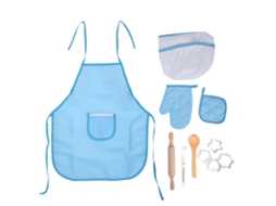 Mali brinquedos de Cozinha para Crianças Avental Kit de Culinária e Bolo Ponto Azul