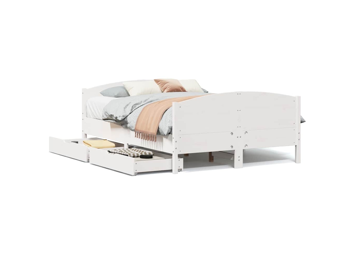 Bed Frame, Bed Frames Vidaxl Branco Madeira De Pinho (150 X 200 Cm)