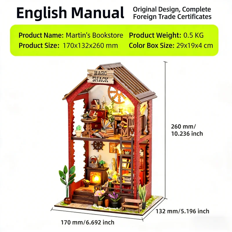 um Luxuoso Cantinho de Leitura em Estilo de Vila, uma Casa em Miniatura de Madeira em 3d e Presentes Criativos. MDUG