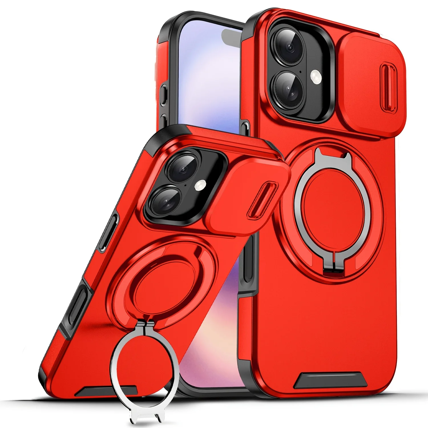 Capa Deslizante Magnética (iphone 13 Pro Max Vermelho) Com Proteção Para A Câmera, Em Policarbonato.