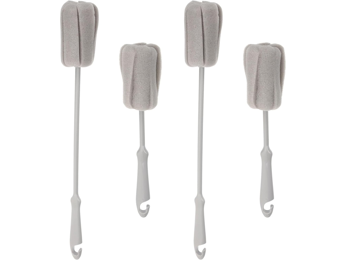 Escova De Limpeza Para Garrafas E Xícaras Beauvorty Com Esponja Cabo Plástico, Pacote Com 4 Peças, Absorve Água