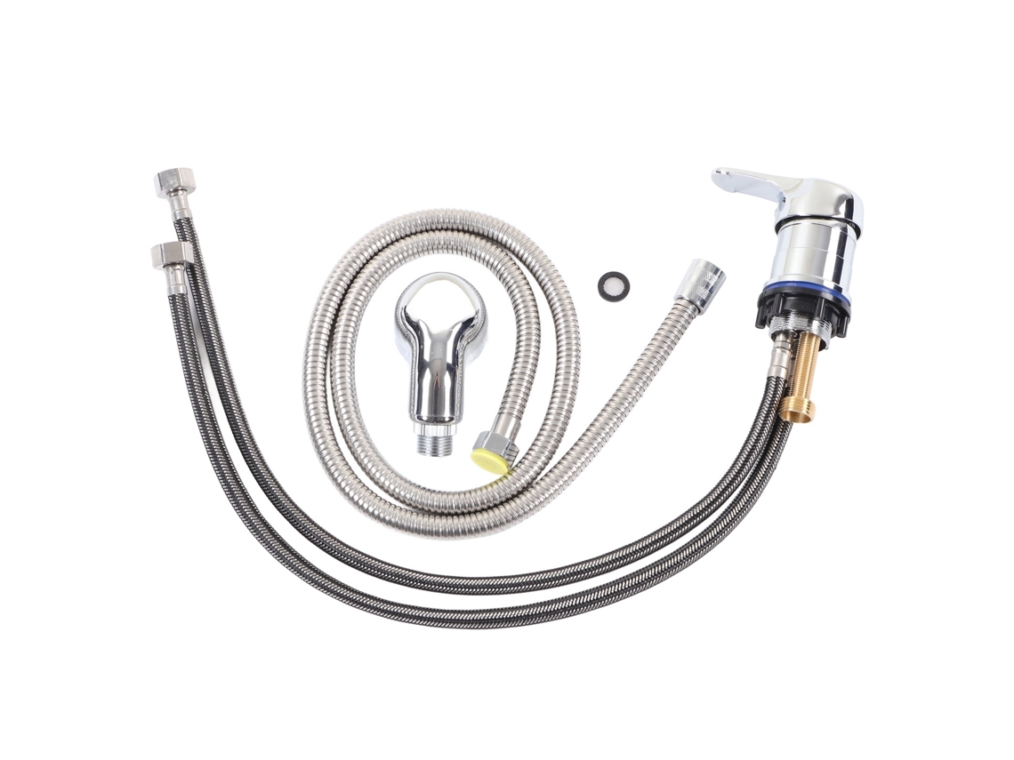 Torneira Para Lavatório De 23, 6 Polegadas Com Mangueira De 47, 2 Polegadas E Núcleo De Válvula De Cerâmica Cromada.