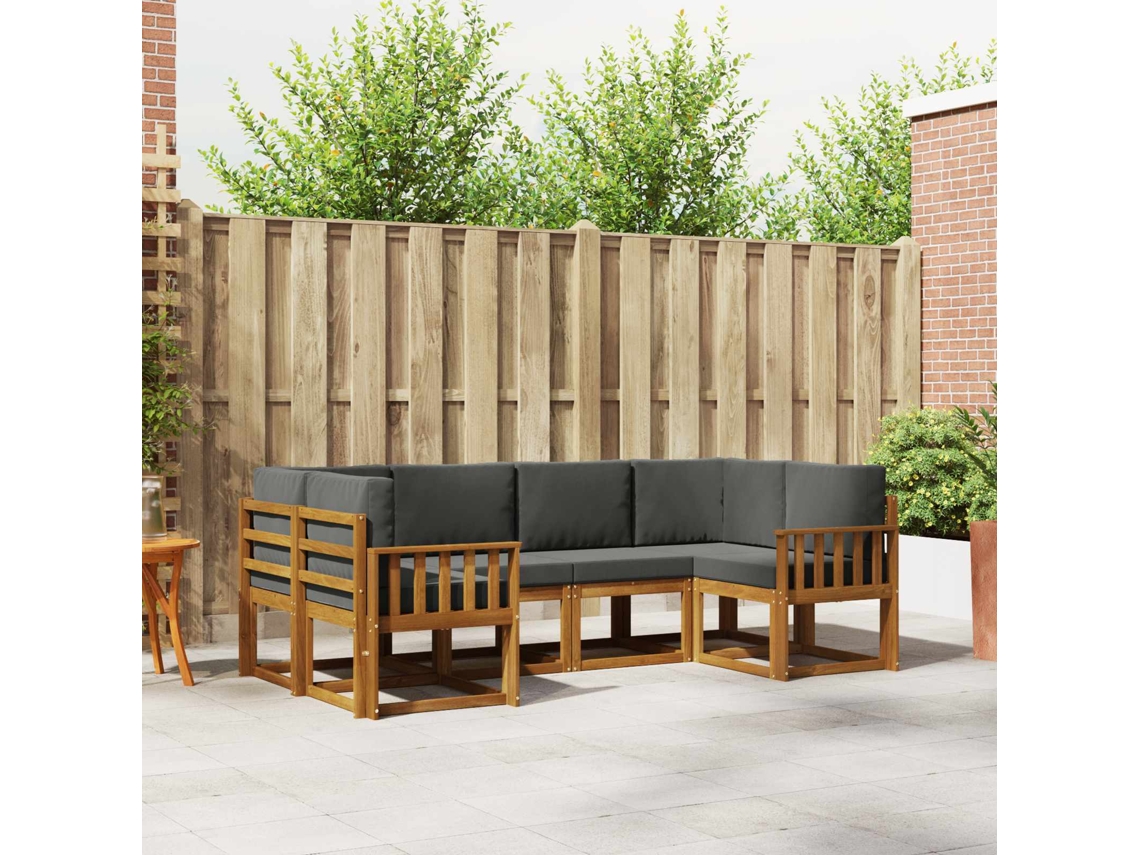Vidaxl Conjunto De Sofás Para Exterior 6 Unid. Natural E Antracite