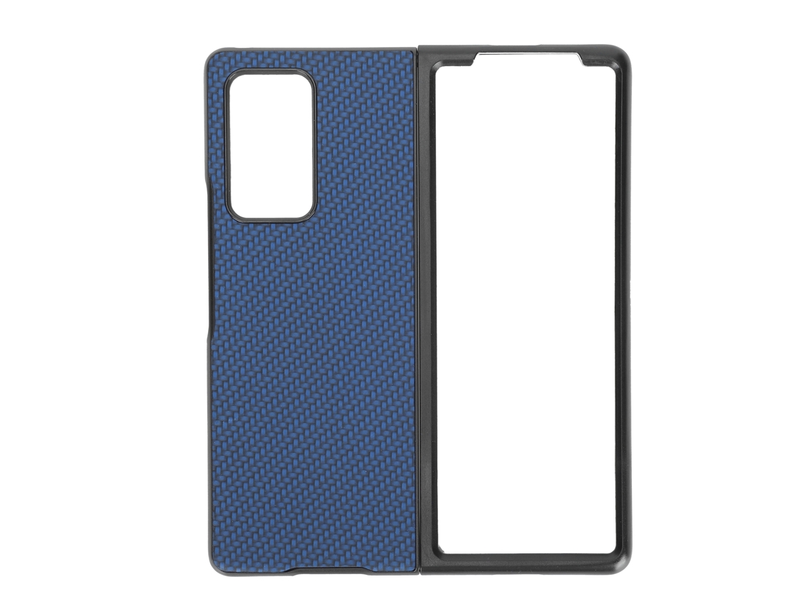 Capa de Cuero com Textura de Fibra de Carbono para Samsung Galaxy Z Fold 2, Azul MARCA