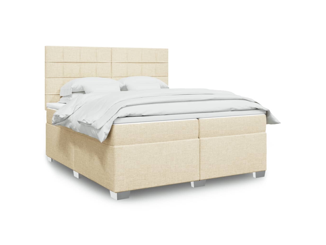 Vidaxl Cama Com Molas/colchão 200x200 Cm Tecido Cor Creme