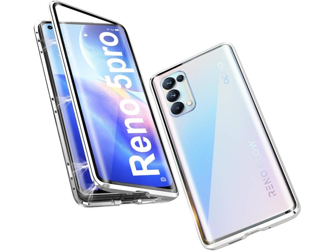 Capa Tecnologia Adsorção Proteção Graus Moldura para Oppo Oppo Find X3 Neo HONGWE. Magnética Prateado