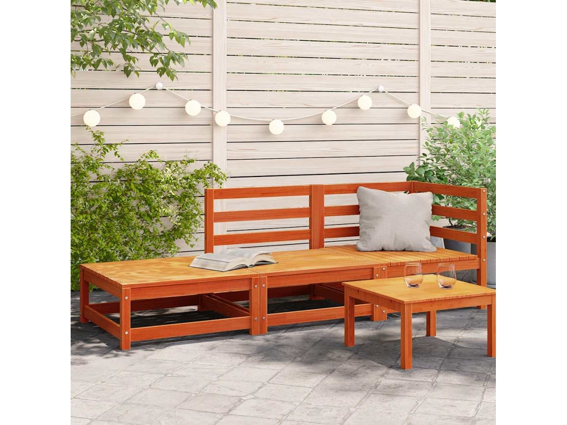 Vidaxl Sofá 2 Lugares Jardim C/ Apoio De Pés Pinho Maciço Castanho-mel