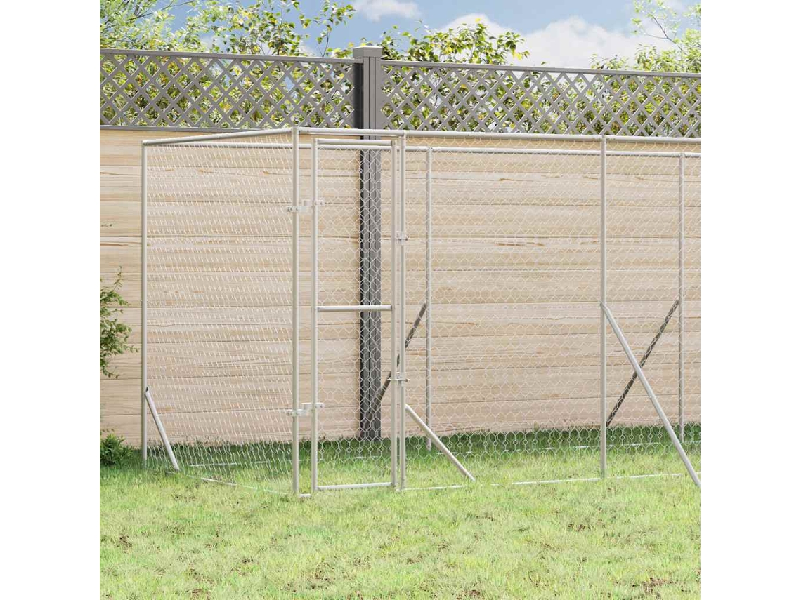 Vidaxl Canil De Exterior 6x2x2 M Aço Galvanizado Prateado
