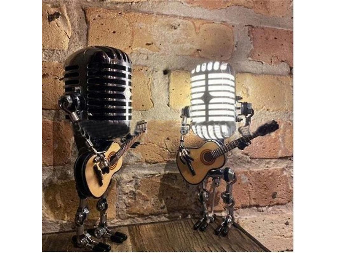 Lâmpada Robô Vintage com Microfone e Guitarra Usb Nova Line