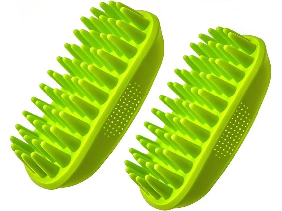 Escova Silicone Banho Pet Shampoo Massagem Macio Longo