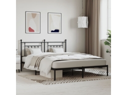 Estrutura De Cama Com Cabeceira 160x200 Cm Metal Preto