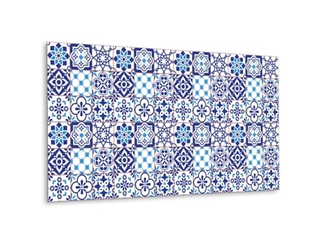 Revestimento de parede de PVC Espelharte (100x50 cm - Azul, Padrão de azulejo)