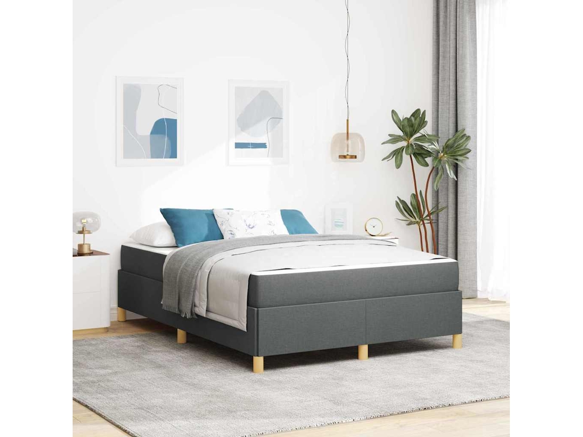 Vidaxl Estrutura Da Cama Cinza Escuro 140 X 190 Cm Tecido