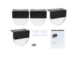 2026 4 Peças de Luzes Led Solares para Escadas Jardim Cores Variadas Impermeáveis Modo Dual Pátio Cerca