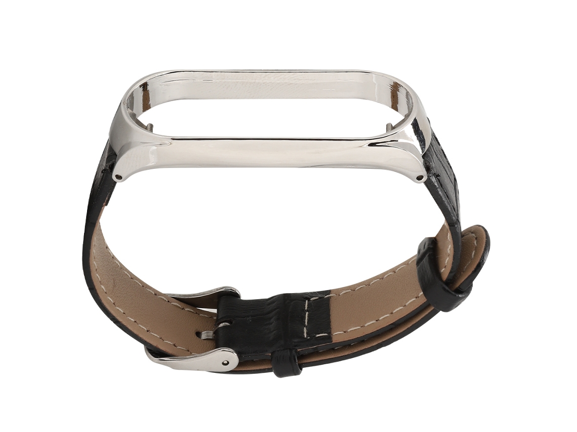 Cinto de Relógio em Couro para Xiaomi Mi Band 3/4 Preto com Substituição Fashion EOOCOO