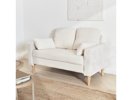 Sofá Cama de 2 Lugares ALICE'S HOME (130 x 79 x 69 - Poliéster - Branco)