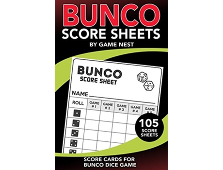 Livro Bunco Score Sheets 105 Score Keeping Pads Bunco Dice Game Kit Book Small 6 x 9” Score Cards de Game Nest (Inglês)