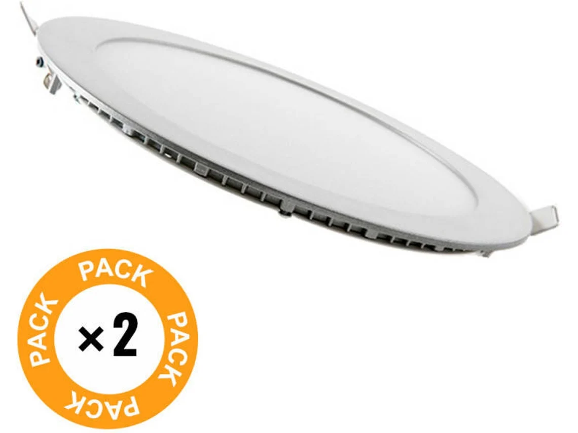 Pacote 2 Downlight Slimline LED GREENICE 18W 1409Lm 4200ºk Circular 40.000H [Jl-Gp-Lz-3-M-W-Pk2-Ap]