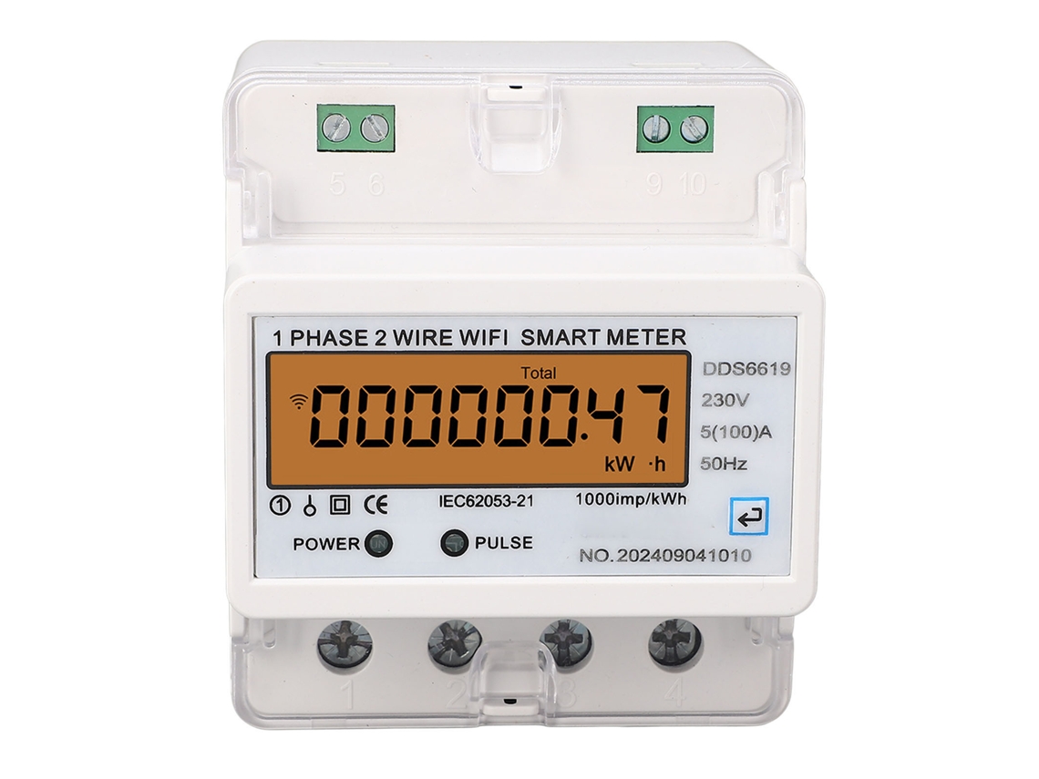 Medidor Inteligente WiFi Monofásico 2 Fios Din Rail Tuya | S/MARCA