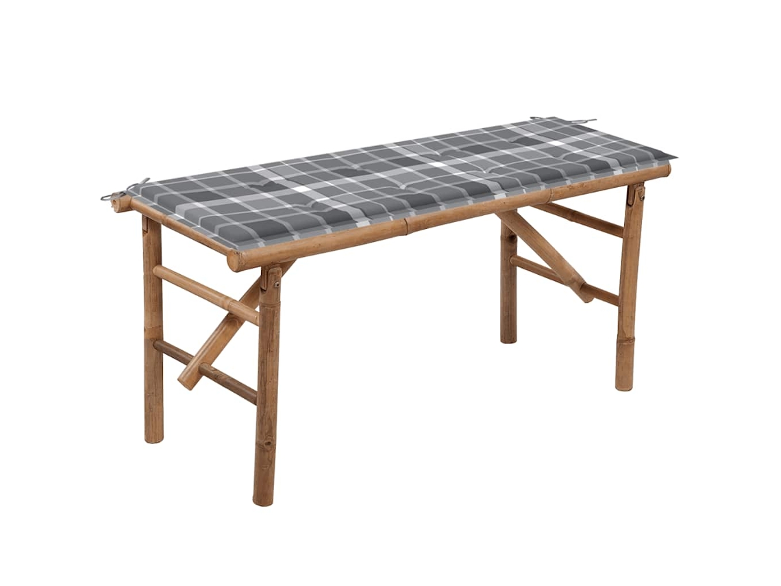 Vidaxl Banco De Jardim Dobrável Com Almofadão 118 Cm Bambu