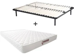 Colchão e Estrado de Cama Pelops DREAMEA (Preto - Tecido, Veludo e Metal - 190x140x25 cm)