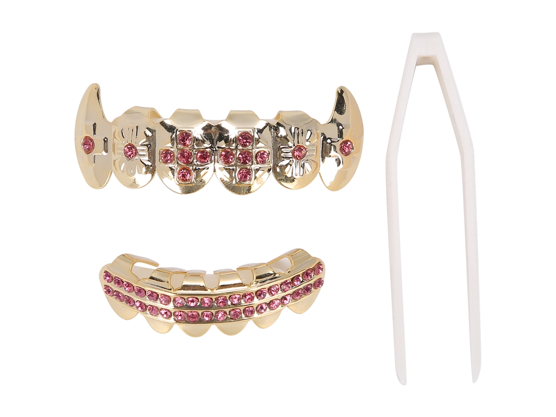 KOFIHETY Conjunto De Braces Dourados, Decoração Em Metal Para Dentes, Joia Para Festa De Halloween, Show Hip Hop