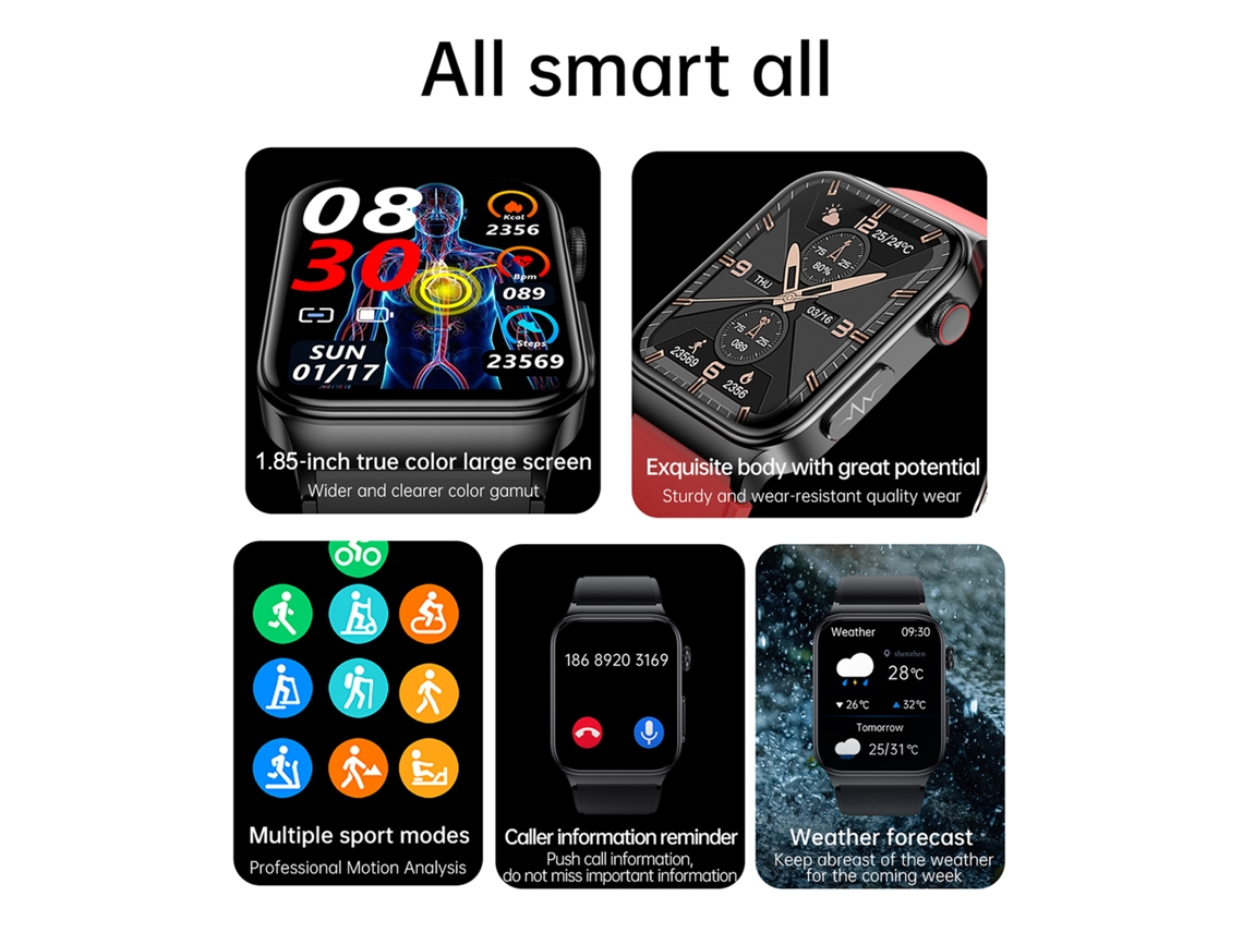Smartwatch De Monitoramento De Saúde Bt5.1 Relógio Inteligente Resistente À Água Para Esportes
