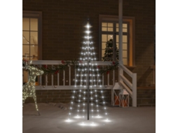 Vidaxl Árvore De Natal Mastro De Bandeira 108 Leds 180cm Branco Frio