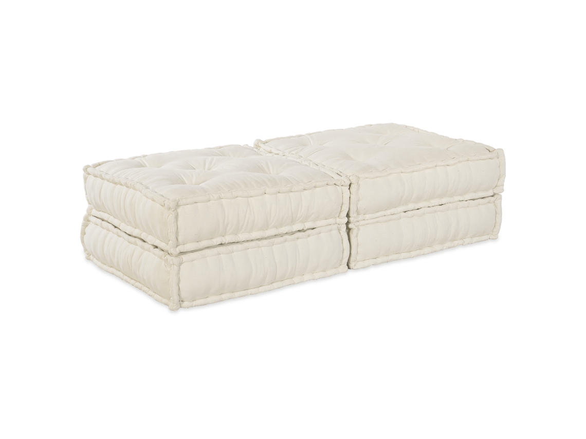 Conjunto 2 Sofá Modular Vidaxl Creme Tecido (140 X 70 X 36 Cm)