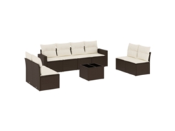 Maison Exclusive - 9 Pcs Conjunto Sofás P/ Jardim C/ Almofadões Vime Pe Castanho