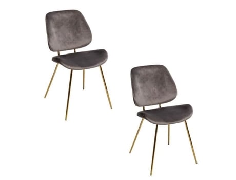 Cadeiras de Veludo PARIS PRIX Slow Conjunto de 2 Cinza e Dourado
