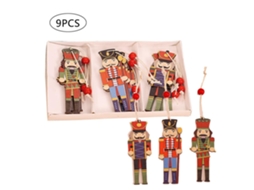9 Pingentes de Madeira Soldado de Noz Decorativos Natal | S/MARCA