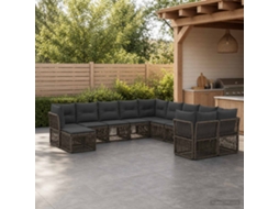 Vidaxl Conjunto De Sofá De Jardim 11 Pcs Cinzento Vime Pe