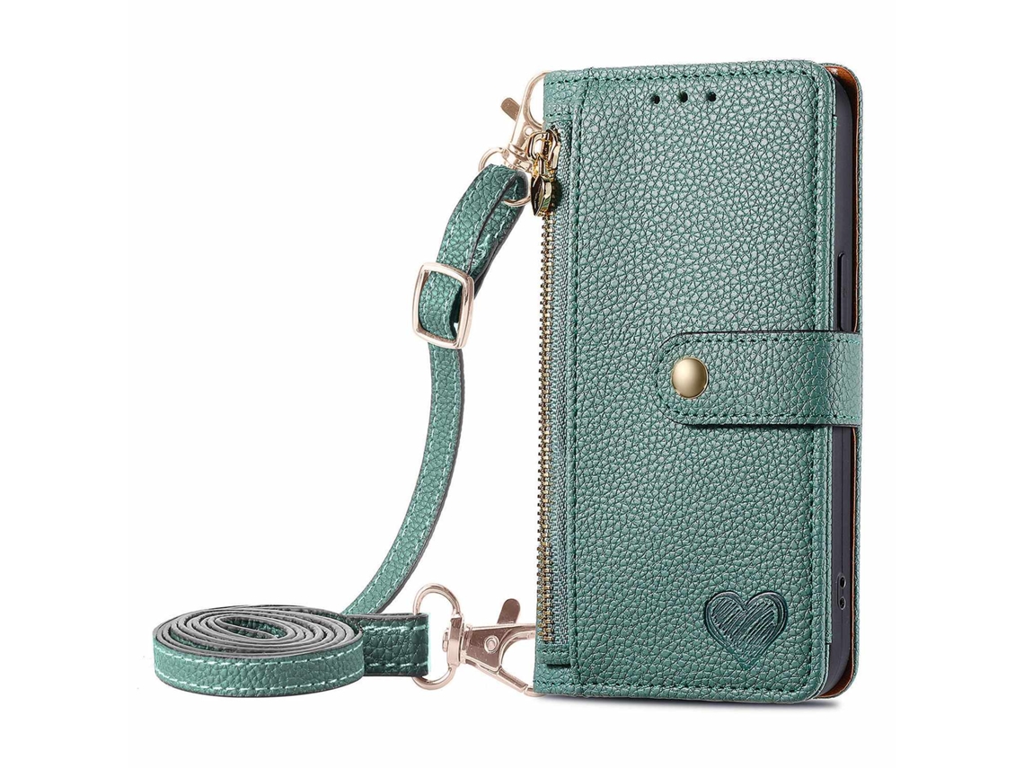 Capa Para Iphone Se 2024 Verde Alça Longa Transversal Source Love Alça Com Bloqueio Rfid Pebbled