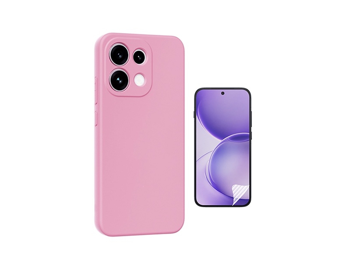 Kit Película Protectora De Hydrogel Frente Capa Proteção Silicone Gift4me Para Oppo Reno16 Pro - Rosa