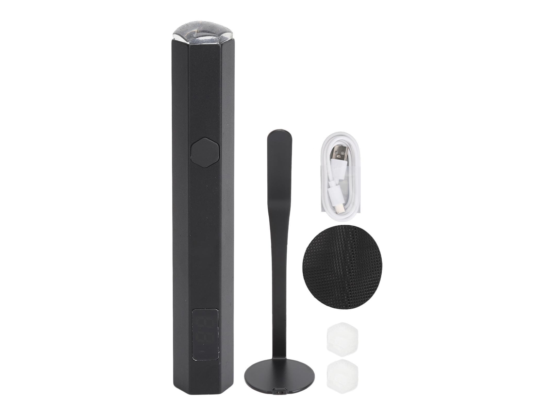 Lâmpada De Unhas Led Mini Com 2 Velocidades, Ponta De Silicone Clara Ajustável E Base Magnética, Preto