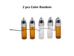 2 Frascos de Vidro, 36/57/72mm, com Colher de Metal, Transparente ou Marrom, Altura 57mm S/MARCA