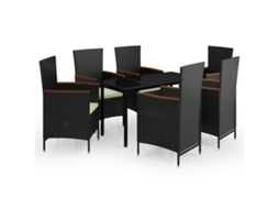 Garden Dining Set, Garden Dining Sets Vidaxl Preto Rattan / Vime (140 Cm Table Length)