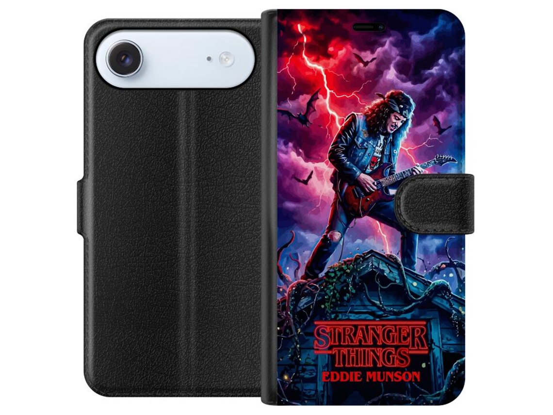 Capa Carteira Compatível Com Apple Iphone Air Com Eddie Munson Tocando Guitarra Em Um Telhado Durante Uma Tempestade, Da Série Stranger Things.