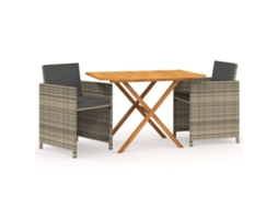 Maison Exclusive - 3 Pcs Conjunto De Jantar Para Jardim Com Almofadões Cinzento