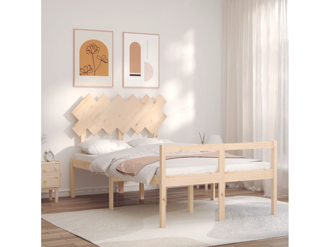 Vidaxl Cama Para Idosos Com Cabeceira 120x200 Cm Madeira Maciça