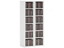 Conjunto 2 Prateleiras 204 Cds, Suporte Torre Blu-ray C/ Prateleiras Ajustáveis, Organizador, Branco