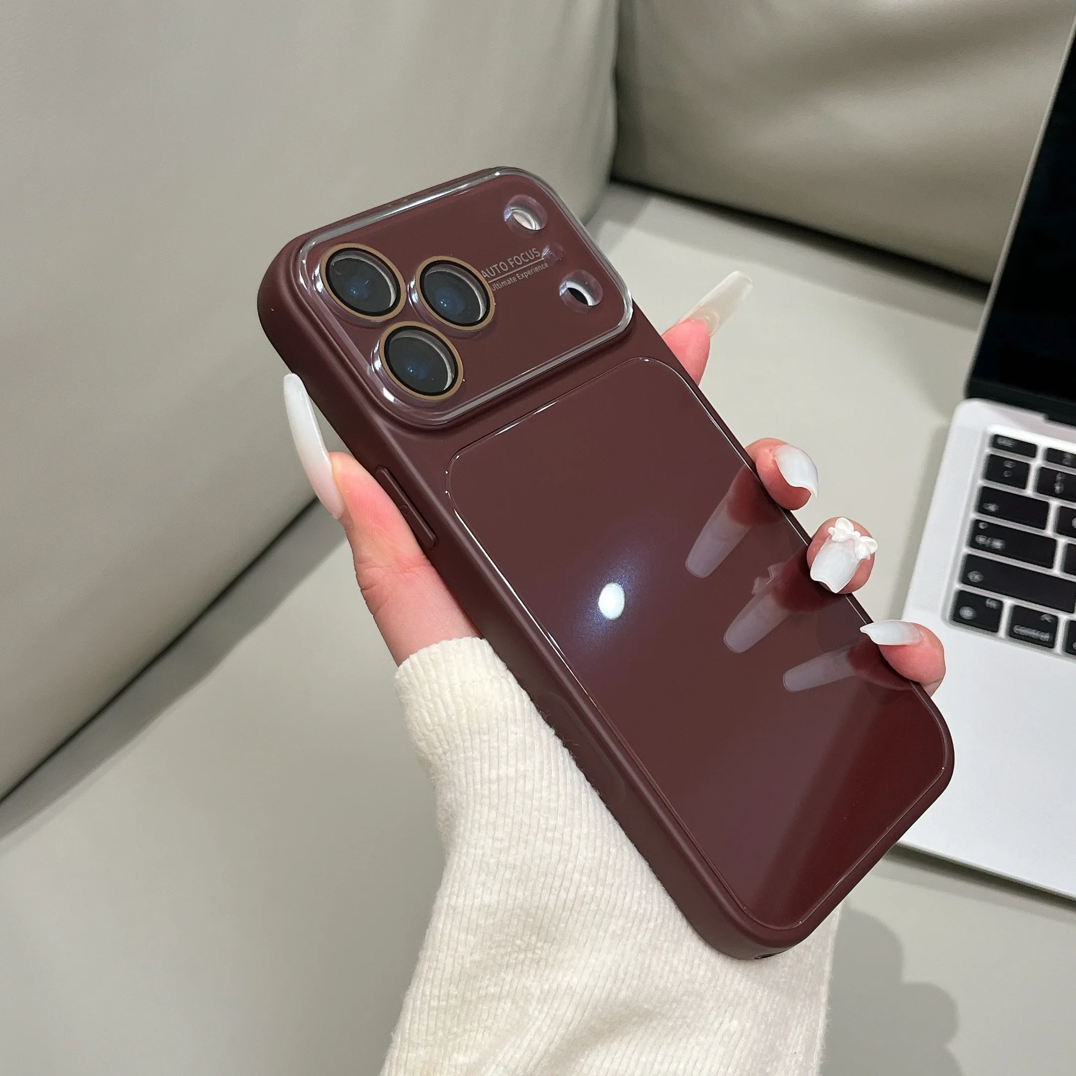 Capa De Celular Em Vidro Temperado (iphone 16 Pro Vermelho) Com Proteção Para Lente De Cristal.