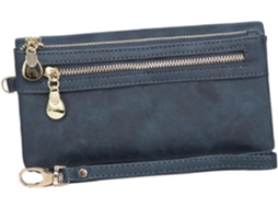 Bolsa Multifuncional Vintage Em Couro Pu Azul Escuro Com Fecho De Pressão.