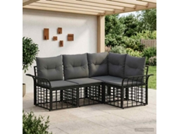 Vidaxl Conjunto De Sofás Para Exterior 4 Unid. Preto E Cinza Escuro