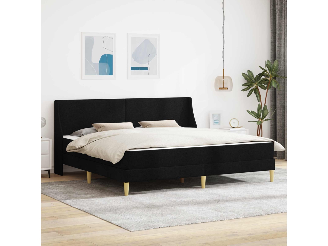 Vidaxl Estrutura De Cama Com Colchão Com Cabeceira Poliéster