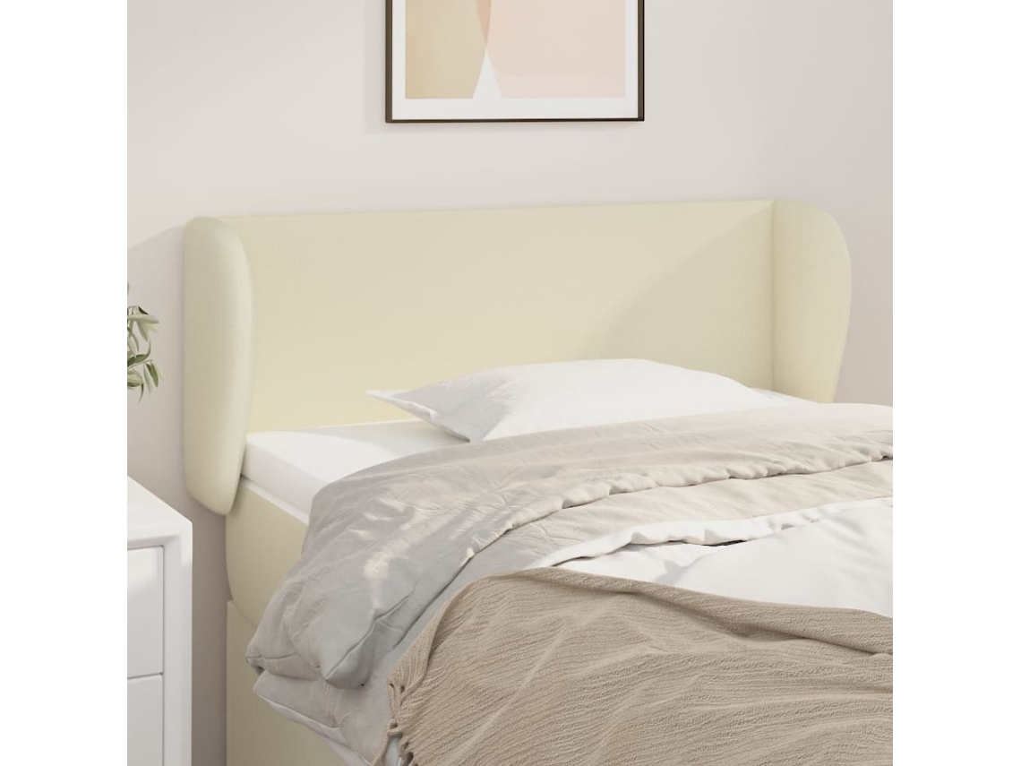 Vidaxl Cabeceira De Cama C/ Abas Couro Artificial 103x23x78/88cm Creme